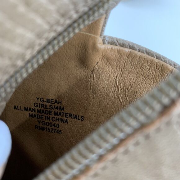 Lucky Brand Beah Faux Leather Ankle Boots 4 Big Girls Cream Brown Low Booties - Picture 9 of 10